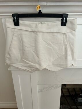 Zara Cream Asymmetrical Wrap Skort Shorts